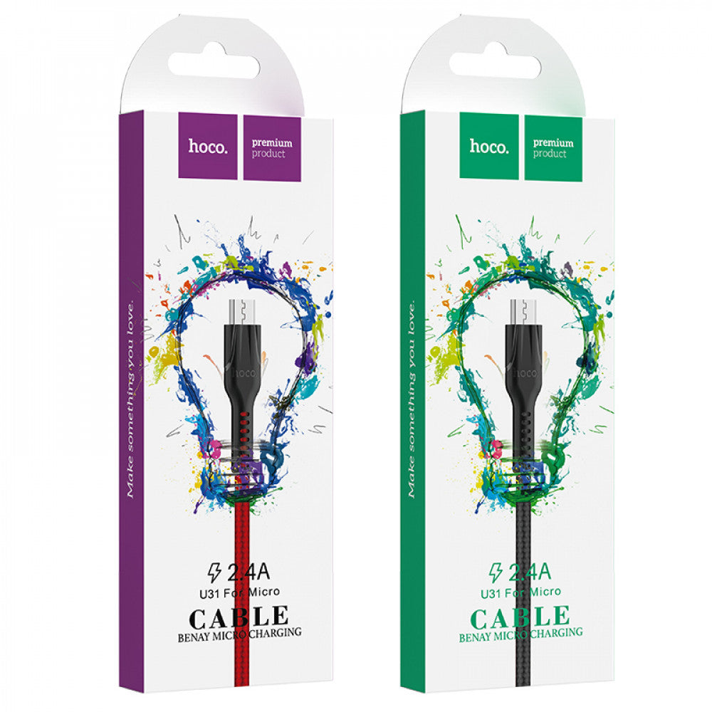 Cable Micro 2.4A (1.2m) – Hoco U31 – Black
