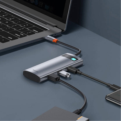 Baseus (WKWG020113) Metal Gleam Series 7-in-1 Multifunctional Type-C HUB Docking Station – WKWG020113 Gray