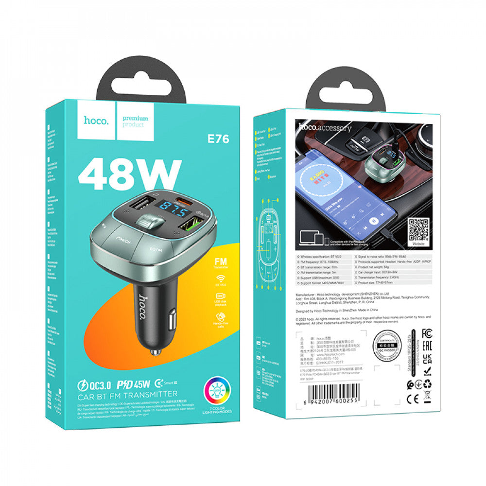 FM Transmitter – Hoco E76 Pole PD45W+QC3.0 – star space
