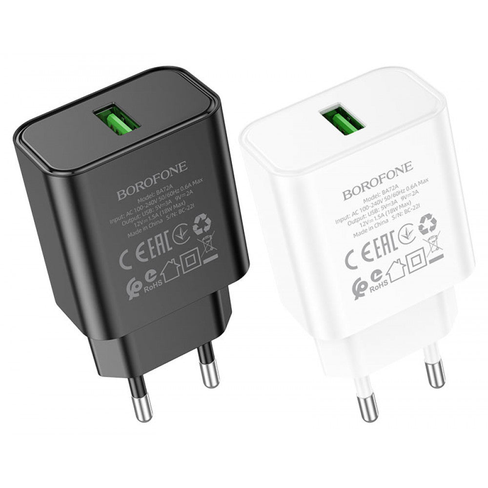 Home Charger | 18W | 1U | Micro Cable (1m) – Borofone BA72A – White