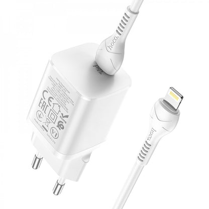 Home Charger | 25W | PD3.0 | C to Lightning Cable (1m) – Hoco N19 – Black
