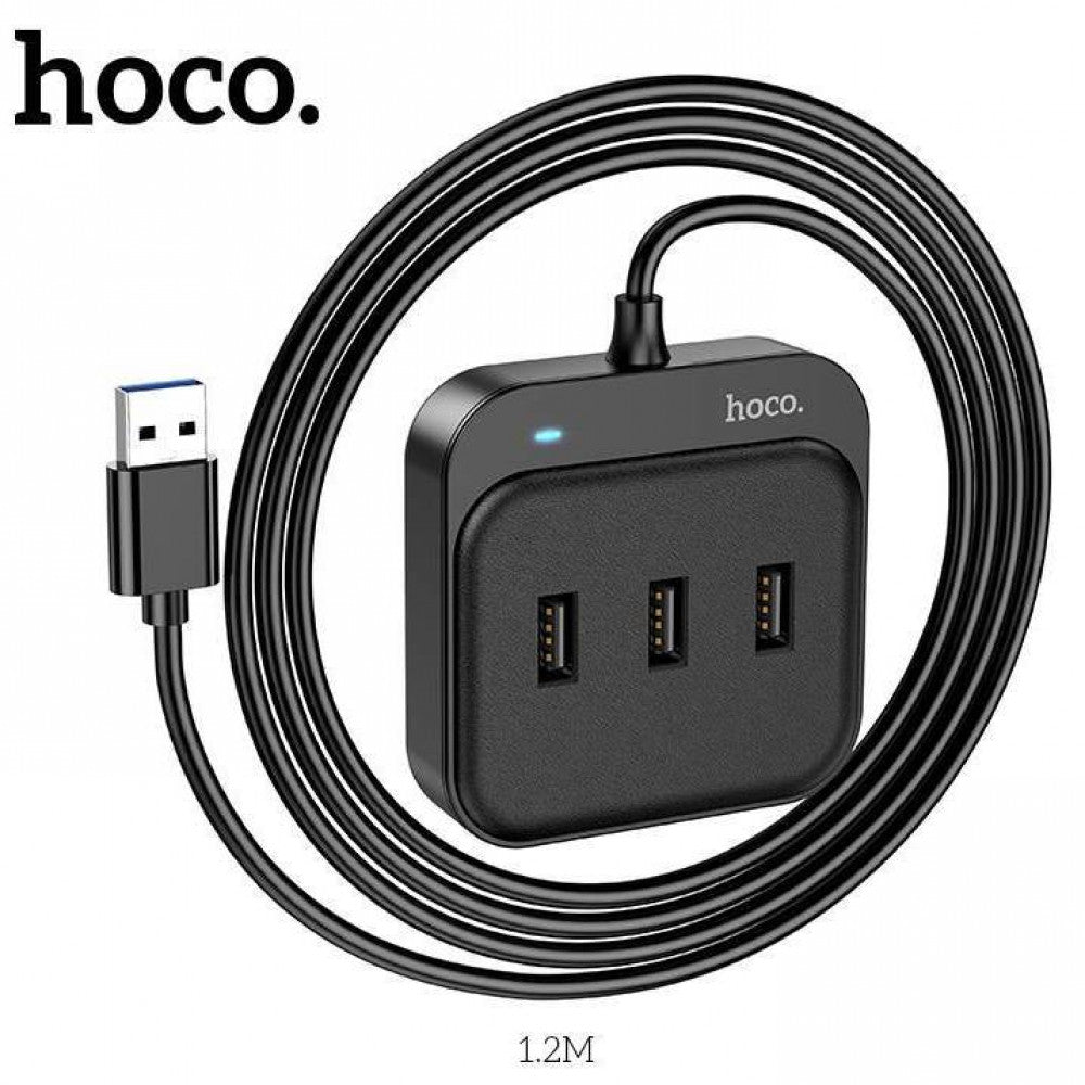 HUB USB To 4 USB 2.0 – Hoco HB31 Easy (1.2m) – Black
