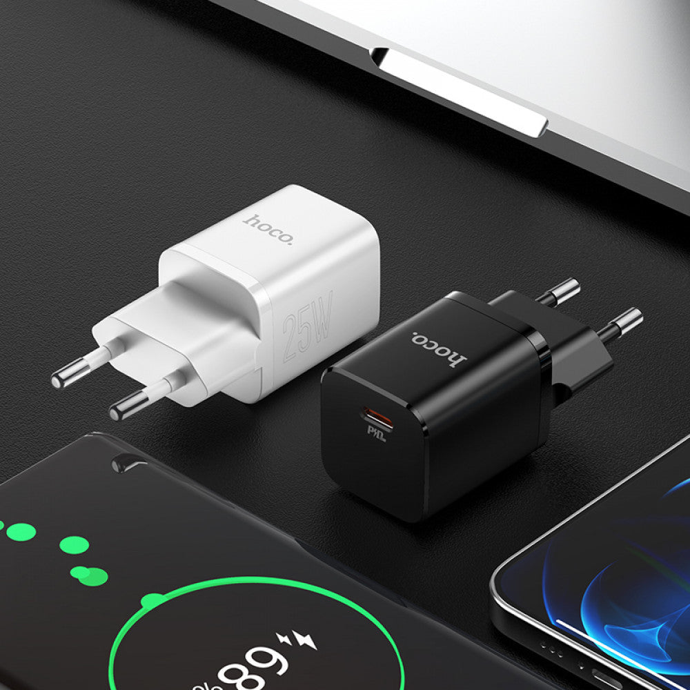 Home Charger | 25W | PD3.0 | C to Lightning Cable (1m) – Hoco N19 – Black