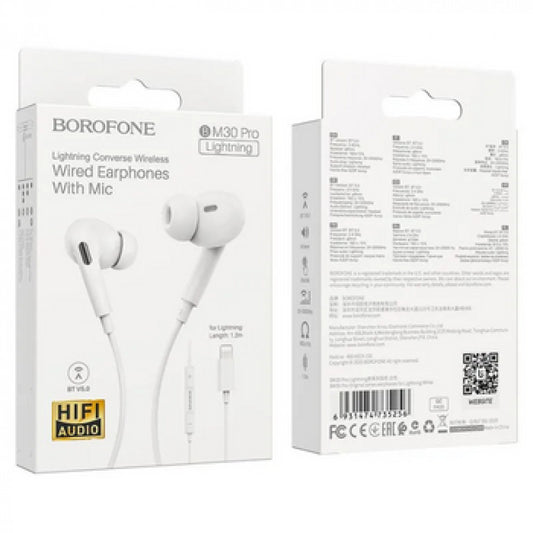 Lightning headphones with microphone – Borofone BM30 Pro – White