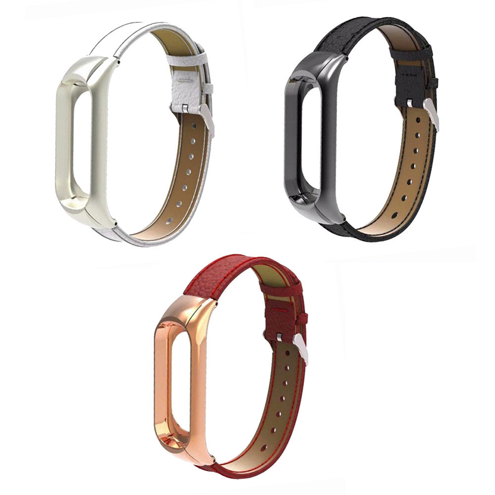 Reminets Steel &amp; Leather Design (Only) – Xiaomi Mi Band 3 – White