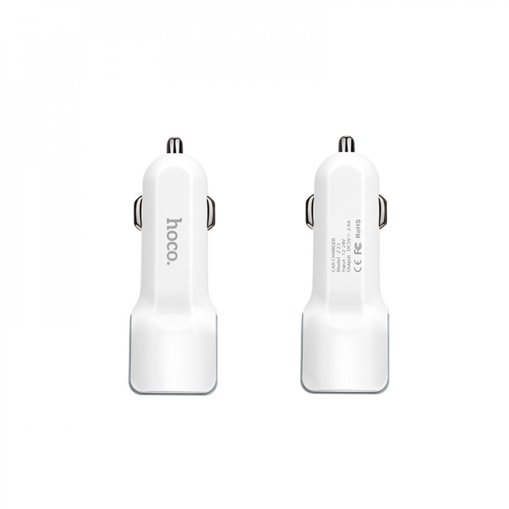 Car Charger | 2.4A | 2U - Hoco Z23 White