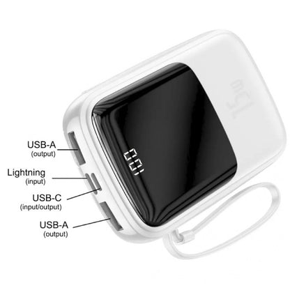 Power Bank 20000 mAh | 15W | Digital Display - Baseus (PPQD-G) - PPQD-G02 White