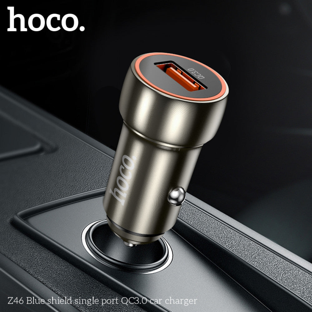 Car Charger | 18W | QC3.0 – Hoco Z46 – Metal Gray