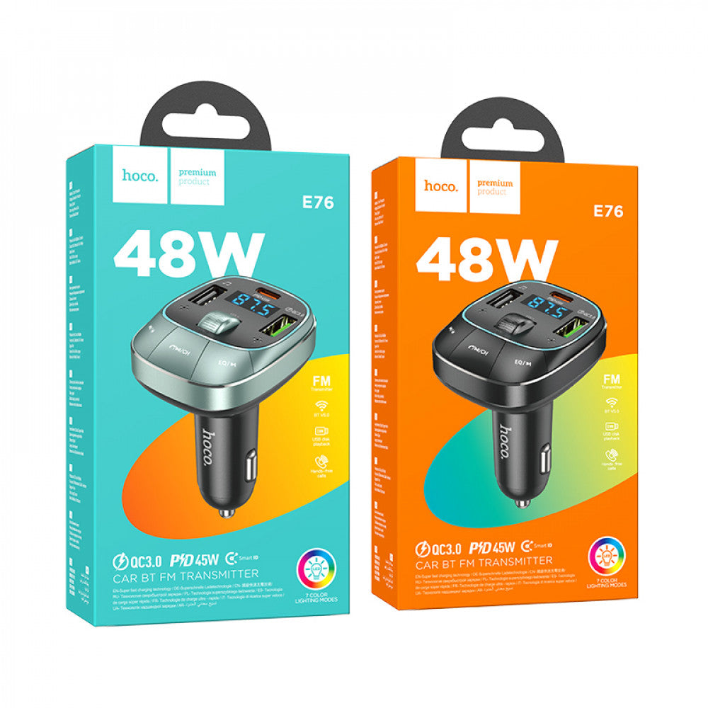 FM Transmitter – Hoco E76 Pole PD45W+QC3.0 – obsidian black