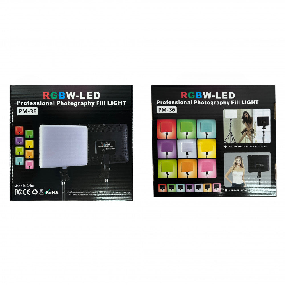 LED RGB video light lamp | PM-36 | 36x25 cm | 352 Lights | 3000K-6500K | Remote | Adapter