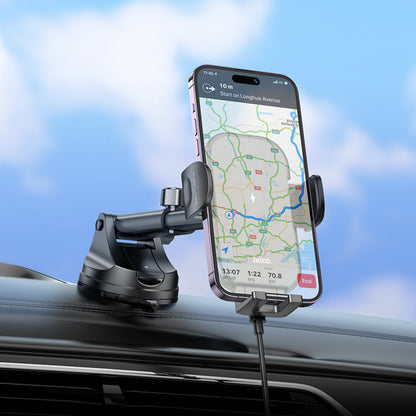 Car Holder – Hoco HW5 Journey wireless fast charging (center console) – Black