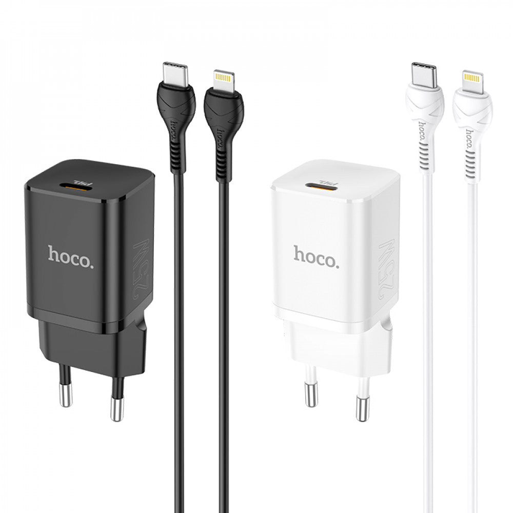 Home Charger | 25W | PD3.0 | C to Lightning Cable (1m) – Hoco N19 – Black