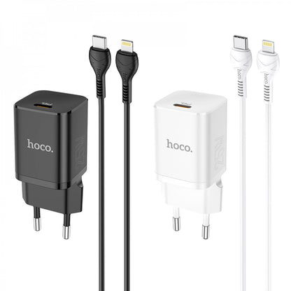 Home Charger | 25W | PD3.0 | C to Lightning Cable (1m) – Hoco N19 – Black