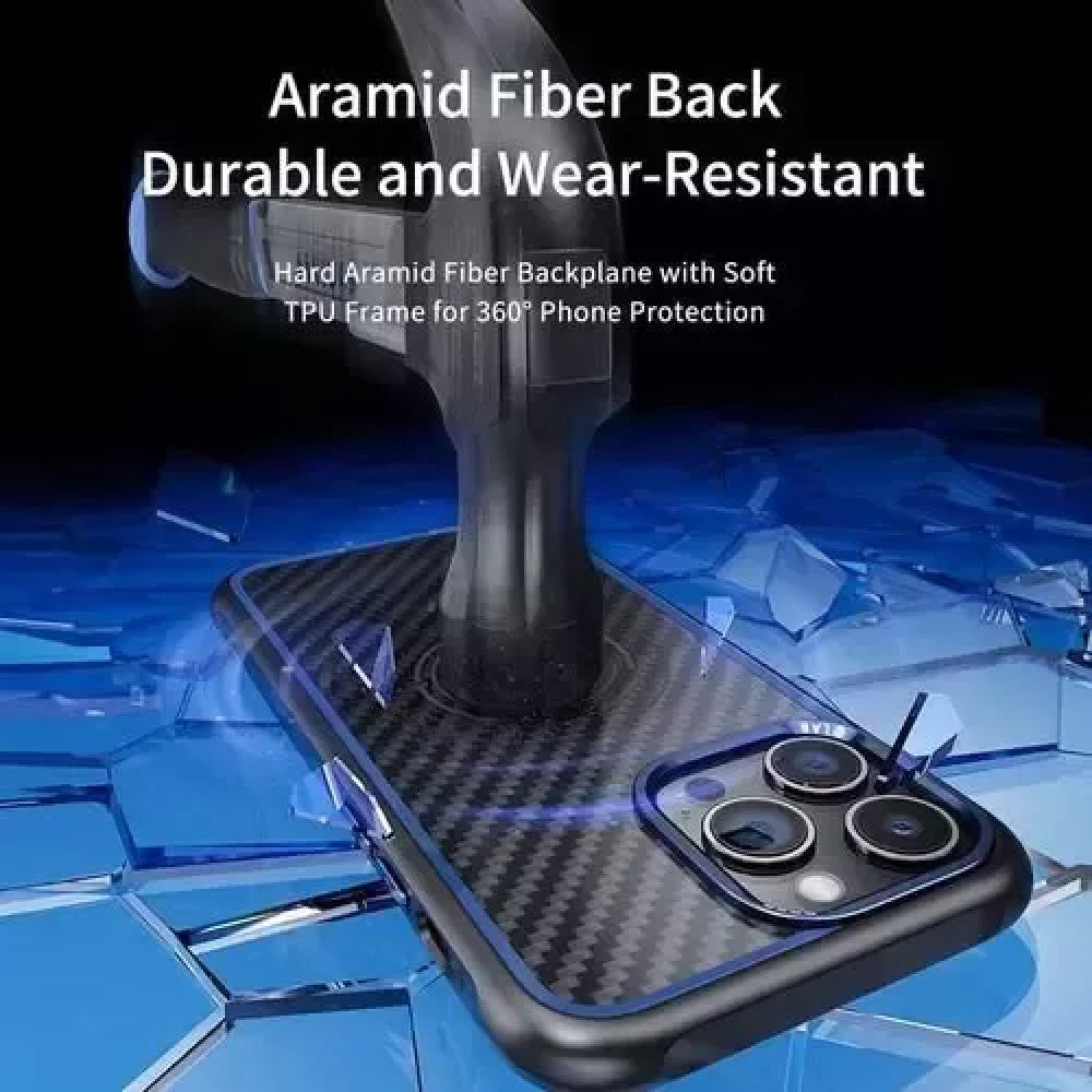 Rock Kevlar Series TPU Case with Magsafe - iPhone 15 Pro Max - Titanium Blue