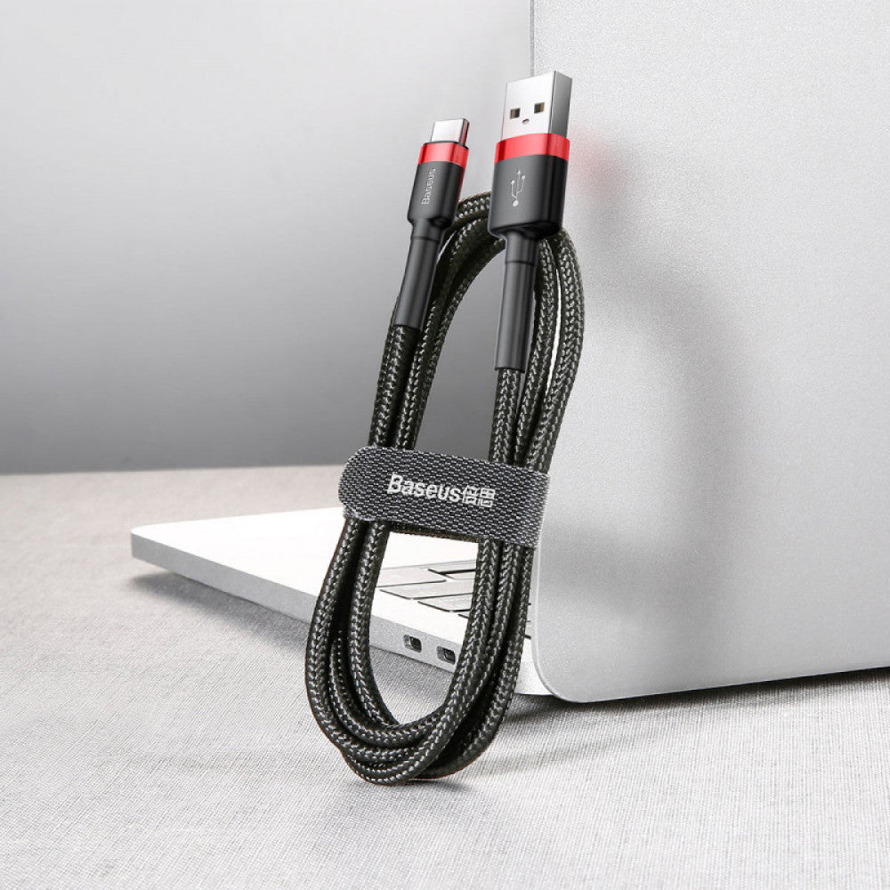 USB C cable 3A (0.5m) – Baseus (CATKLF-A) Cafule Series – CATKLF-A91 Red + Black
