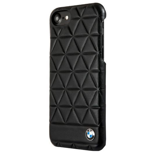 BMW Embossed Hexagon Real Leather Hard Case for iPhone 7 Plus; 8 Plus - Black