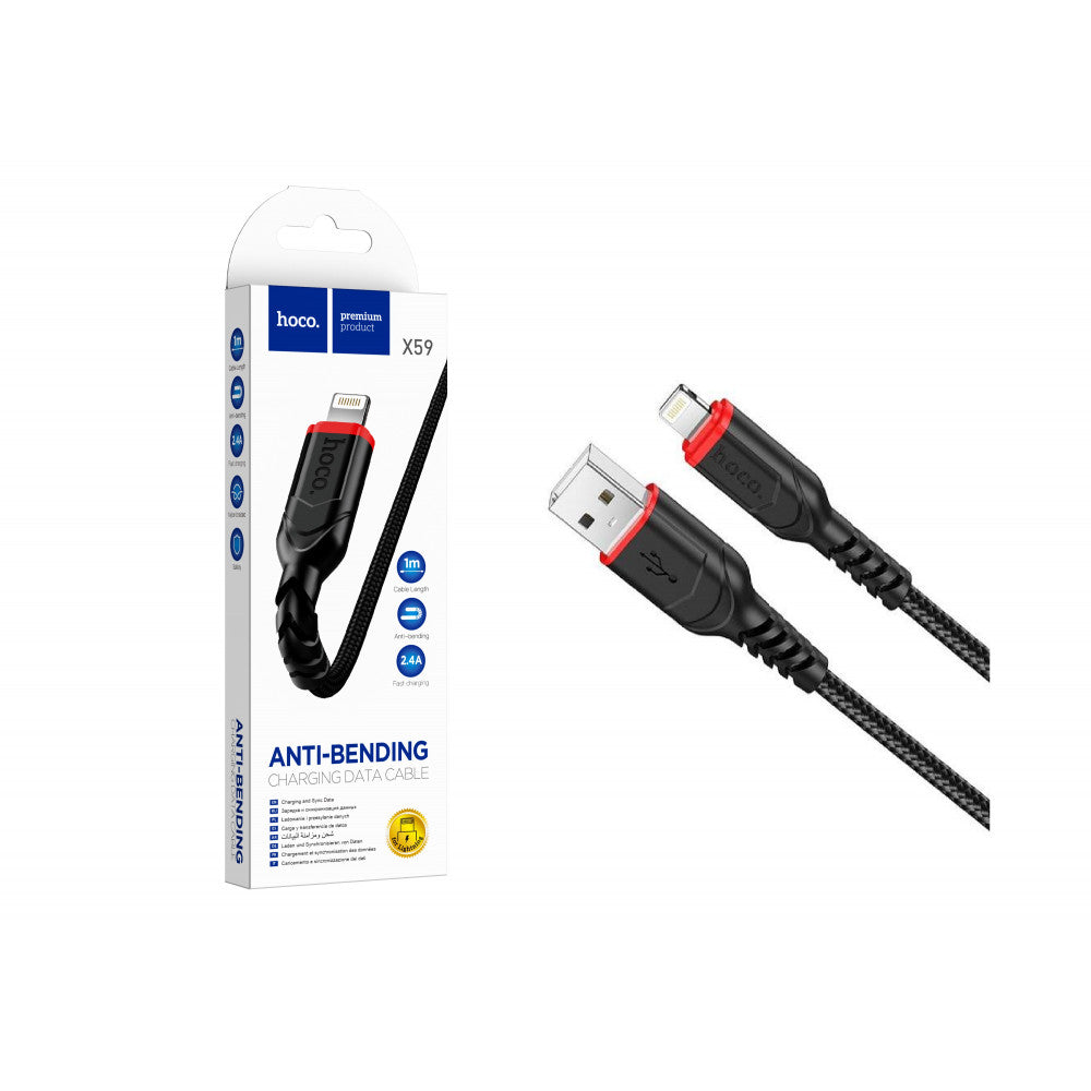 Lightning Cable 2.4A (1m) — Hoco X59 — Black