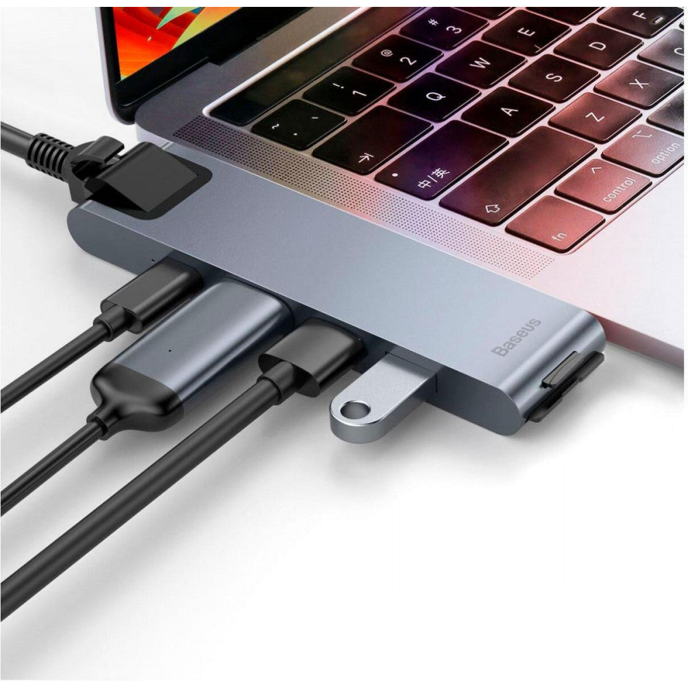 HUB Thunderbolt C – Baseus(CAHUB-L0G) thunderbolt C+Pro Seven-in-one smart HUB docking station – CAHUB-L0G Black