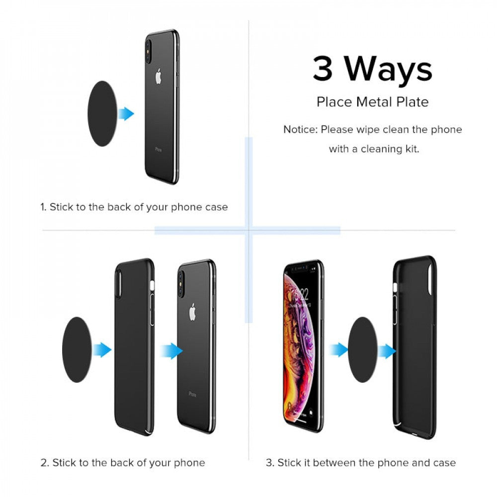 Set of metal plates for magnet holders 2 pcs (rectangular + round)