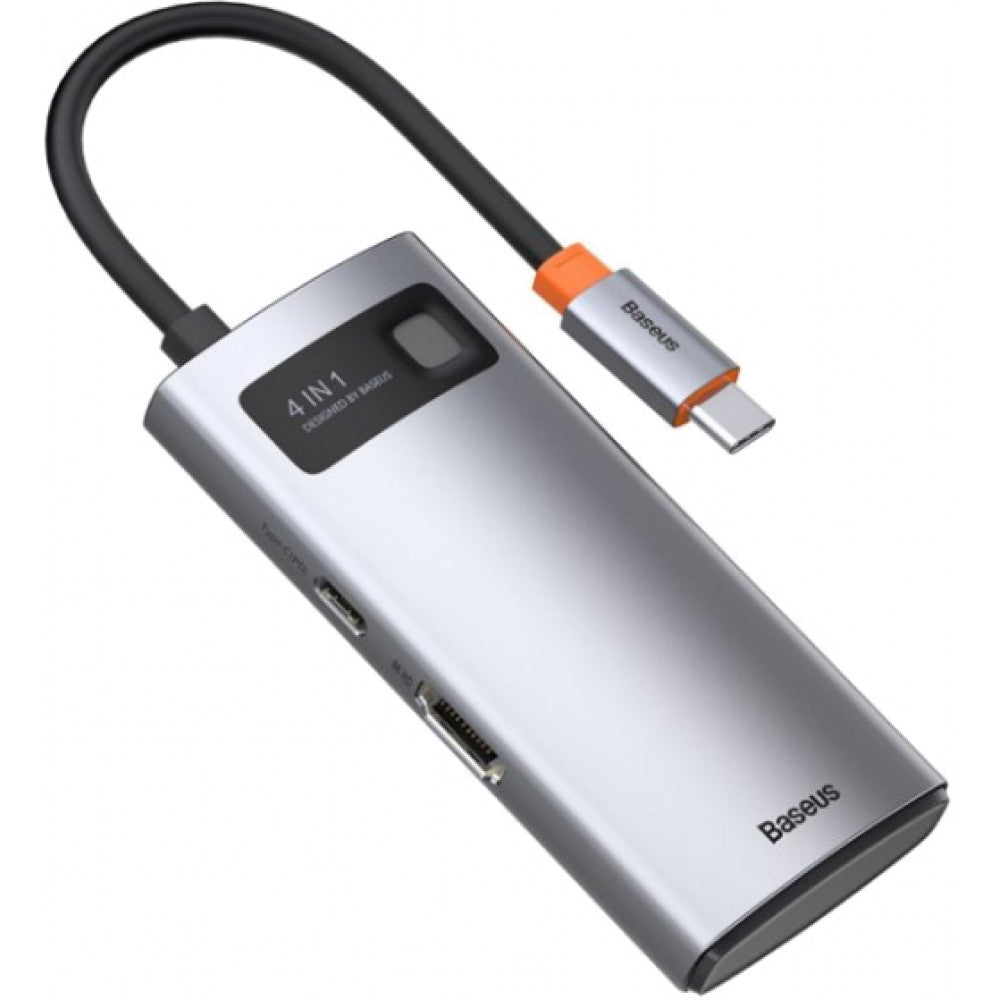 HUB USB C – Baseus(CAHUB-CY0G) Metal Gleam Series 4-in-1 Multifunctional Type-C HUB Docking Station Gray