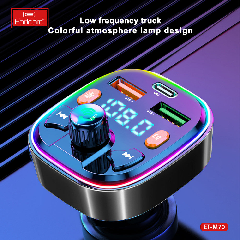 Fm Modulator MP3 | Car Charger | 3.1A | 2U | 1C - Earldom ET-M70