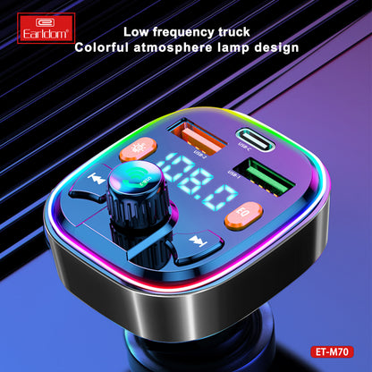 Fm Modulator MP3 | Car Charger | 3.1A | 2U | 1C - Earldom ET-M70