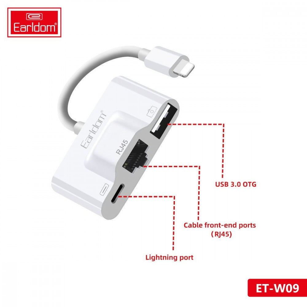 Adapter Lightning To RJ45 ; USB3.0 &amp; Lightning – Earldom ET-OT53