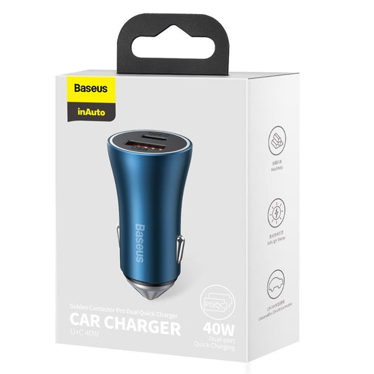 Car Charger 40W 1U 1C Baseus (CCJD-0) Golden Contactor Pro Dual Quick Charger – CCJD-03 Blue