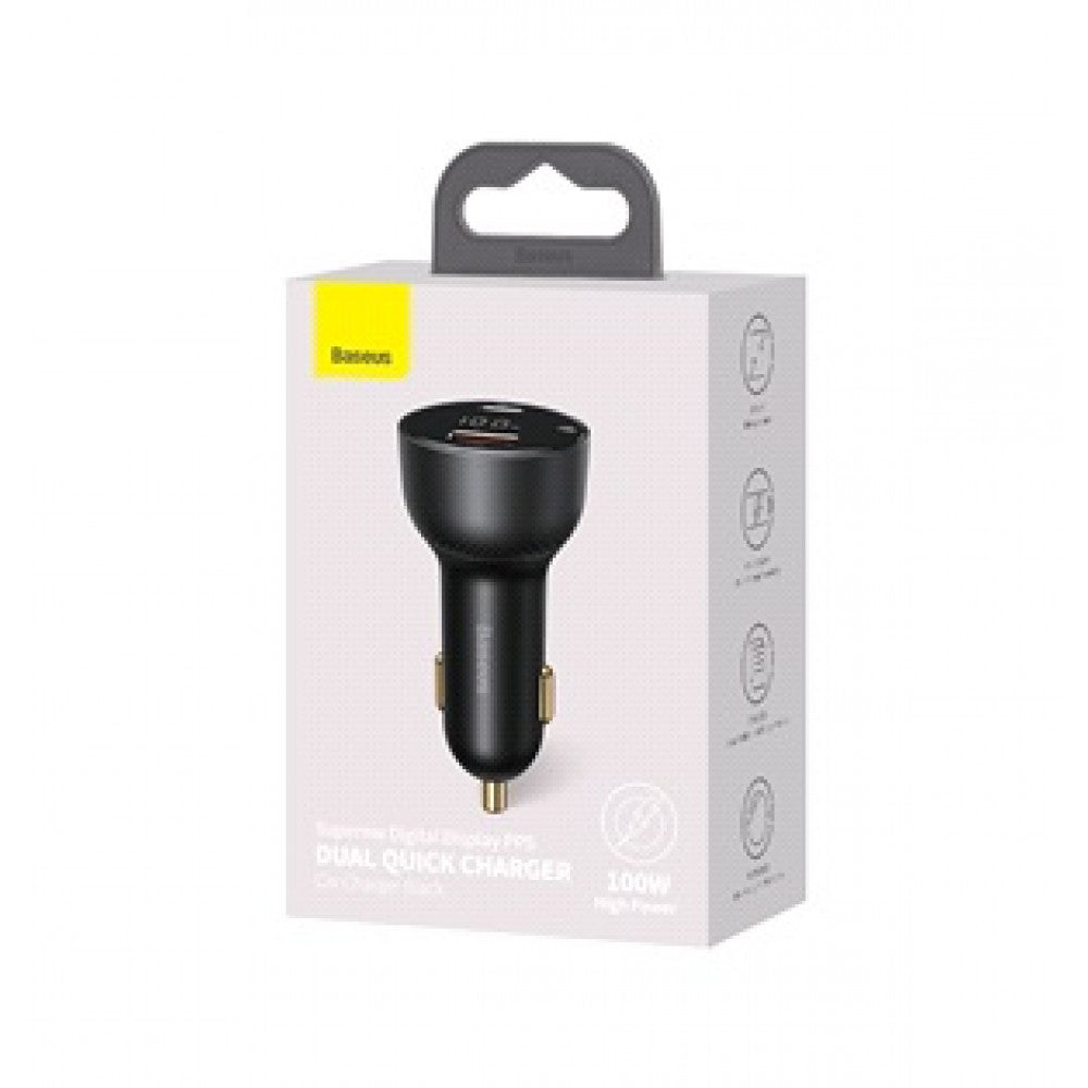 Car Charger | 100W | 1U | 1C | Digital Display – Baseus (CCZX-01) Superme PPS Dual Quick Charger Black