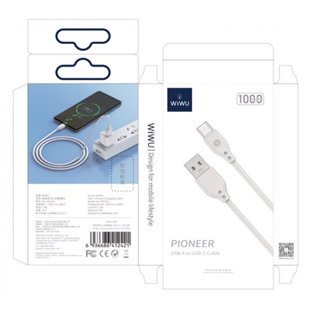 USB C cable 3.1A (1m) – WiWU Pioneer Wi-C001U – White