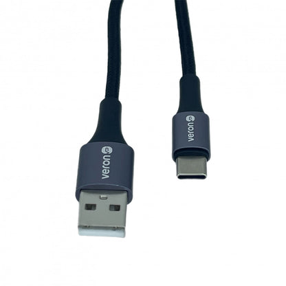 Nylon Cable USB C 3A (1m) – Veron NC09 – Black