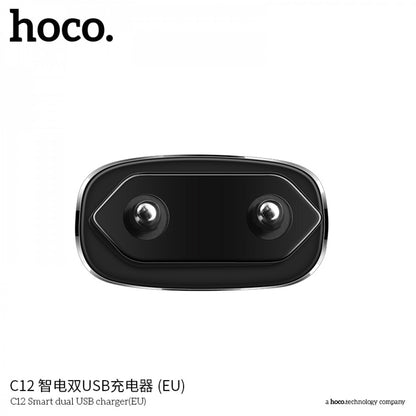 Home Charger | 2.4A | 2U | Lightning Cable (1m) – Hoco C12 Black