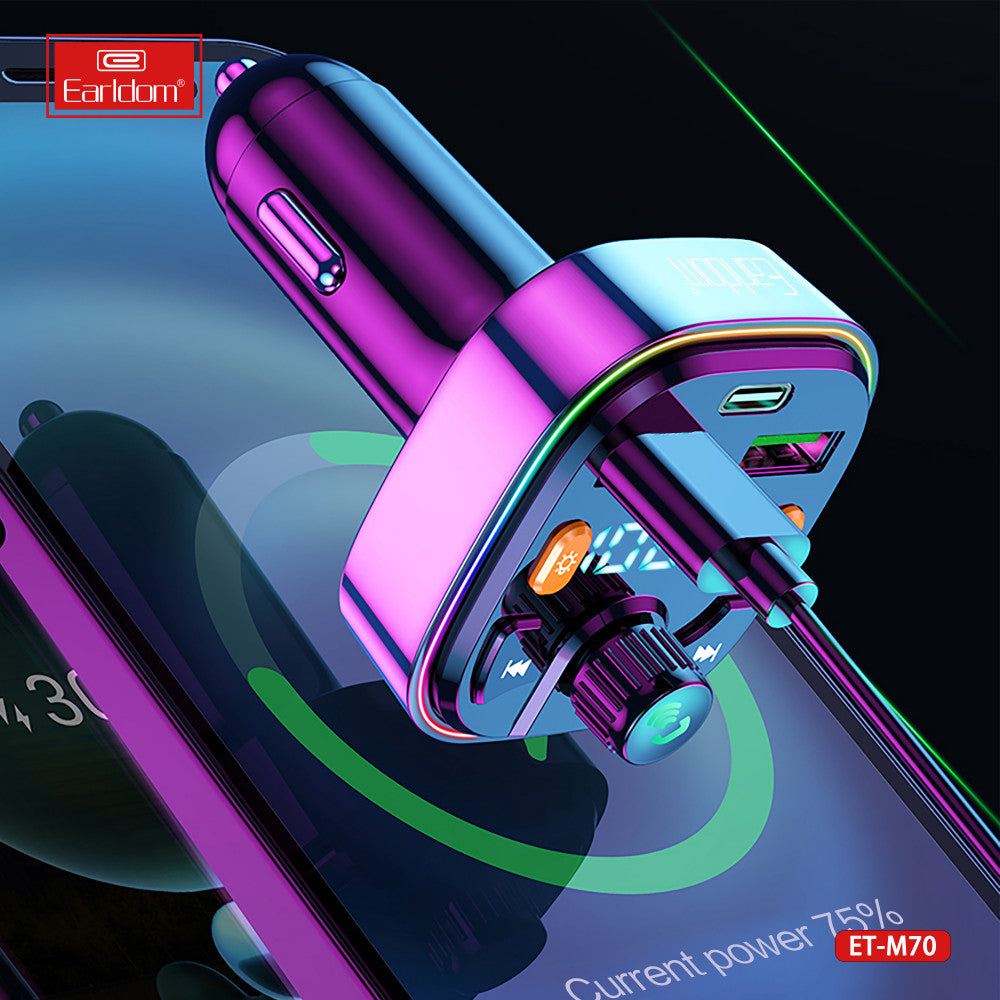 Fm Modulator MP3 | Car Charger | 3.1A | 2U | 1C - Earldom ET-M70