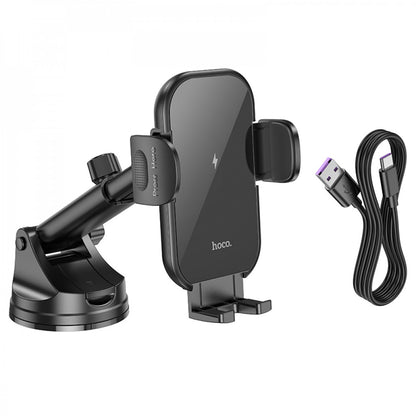Car Holder – Hoco HW5 Journey wireless fast charging (center console) – Black