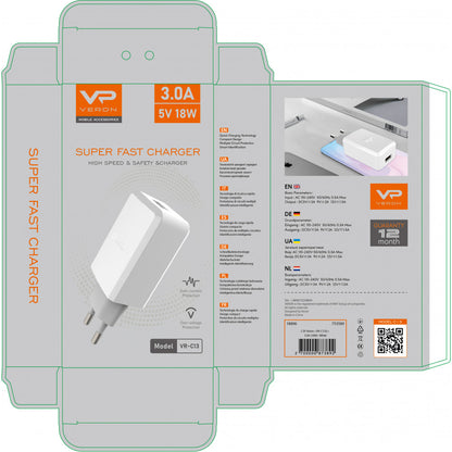 Home Charger | 18W | 1U – Veron VR-C13Q – White