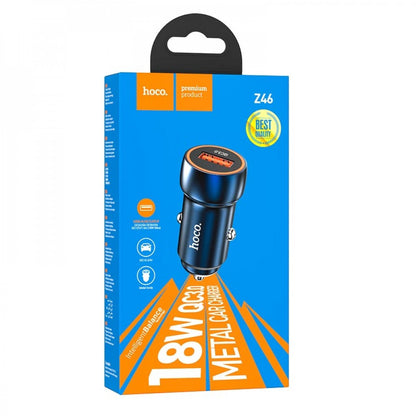 Car Charger | 18W | QC3.0 – Hoco Z46 – Metal Gray