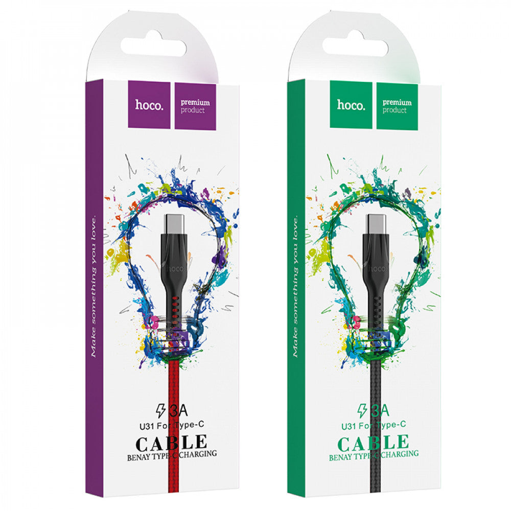 USB C cable 2.4A (1.2m) – Hoco U31 – Black