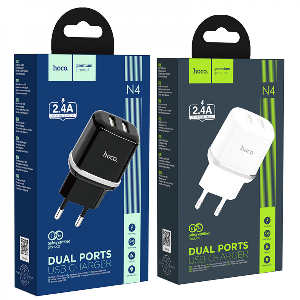 Home Charger | 2.4A | 2U - Hoco N4 - Black