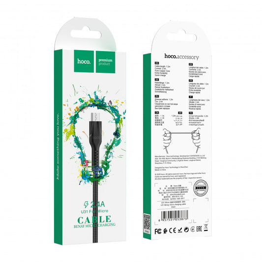 Cable Micro 2.4A (1.2m) – Hoco U31 – Black