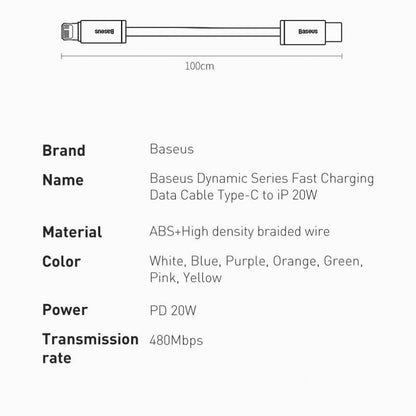 USB C to Lightning cable 20W (1m) – Baseus (CALD000003) Dynamic Series – CALD000003 Blue