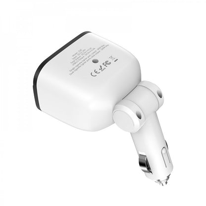 Cigarette Lighter Splitter | 2S | 3.1A | 2U | Digital Display — Hoco Z28 — White