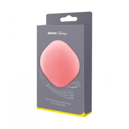 Cable 3 in 1 (L, M, C) 3A (0.85m) – Baseus (CAMLT-TY24) Lets go Little Reunion One-Way Stretchable White Pink