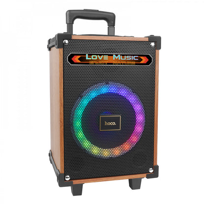 Bluetooth Speaker &amp; 2 Microphones – Hoco HA2 Wave – Wooden pattern