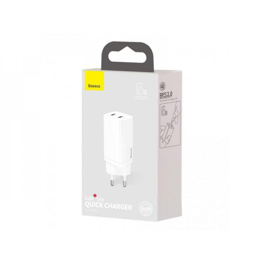 Home Charger | 65W | GaN2 | 1U | 1C – Baseus (CCGAN2L-B) Lite Quick Charger – CCGAN2L-B02 White