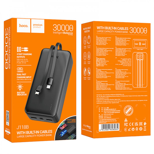 Power Bank 30000 mAh | PD20W+QC3.0 – Hoco J118B – Black