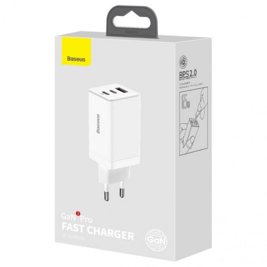 Home Charger | 65W | GaN3 | 1U | 2C | C to C Cable (1m) – Baseus (CCGP0501) Pro Fast Charger – CCGP050102 White