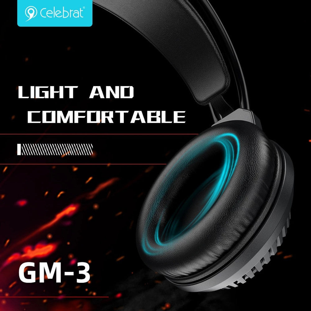 Gaming Headset 3.5mm &amp; USB – Celebrat GM-3 – Black