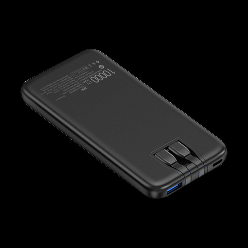 Power Bank 10000 mAh PD – Veron PS1 &amp; Type C 22.5w &amp; Lightning 20w Cables – Black