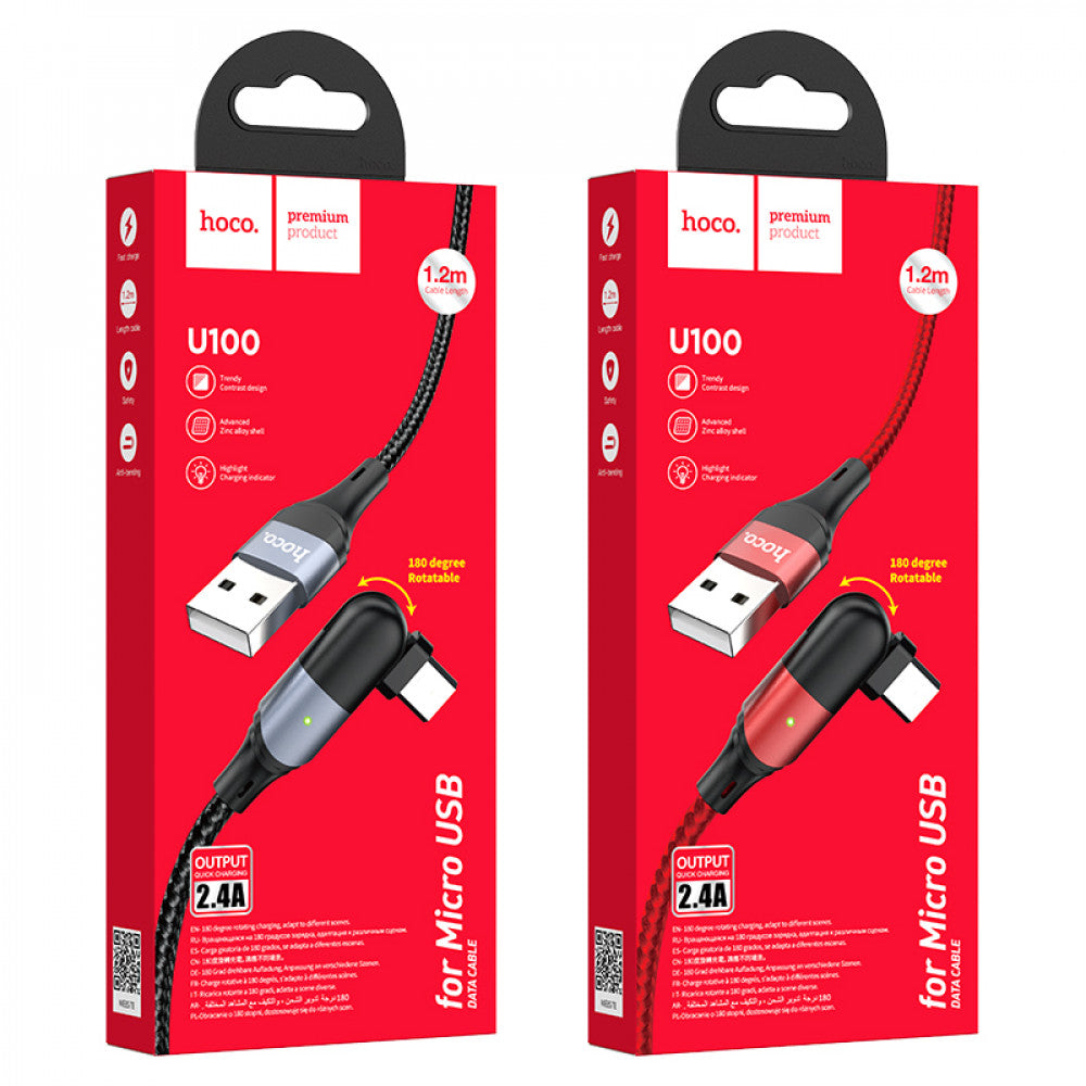 Cable Micro 2.4A (1.2m) – Hoco U100 – Black