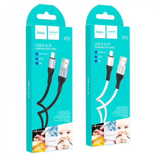 Lightning Cable 2.4A (1m) Hoco X72 Silicone — Black